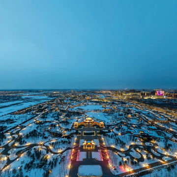 雪后的雄安新区夜景