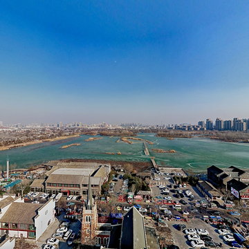 江北水城聊城龙堤岛无人机航拍