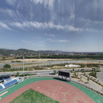 航拍宁都体育馆全景