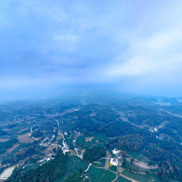 航拍湄潭县抄乐镇群丰有机茶叶基地全景