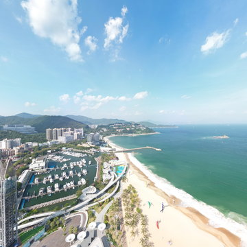 台风前的大梅沙被封闭，空无一人