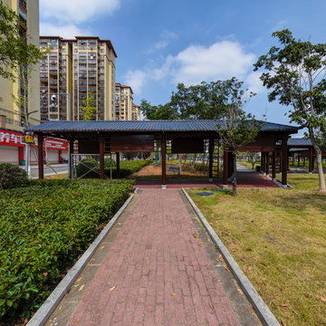 公园树脂瓦长廊案例全景展示