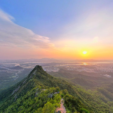 神湾丫髻山日落全景图