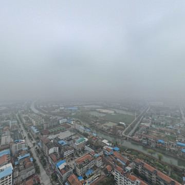 航拍汊河镇球型全景