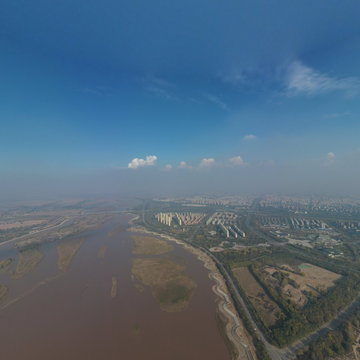 黄河吴忠段施工全景