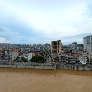龙圩浔江洪水全景图